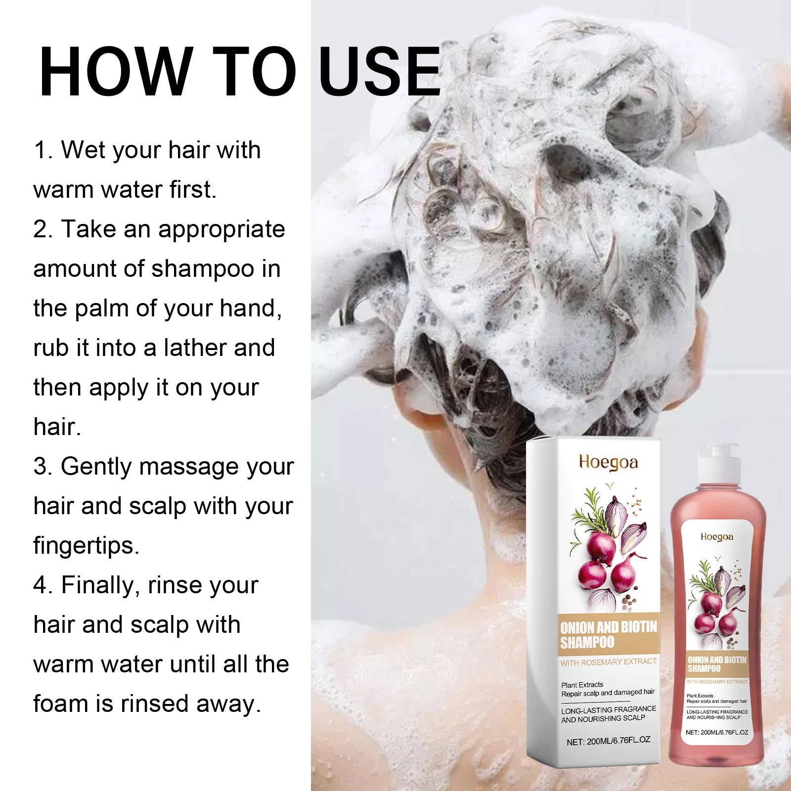 Onion and Biotin Shampoo Hair Repair and Growth Cleanser - 10
