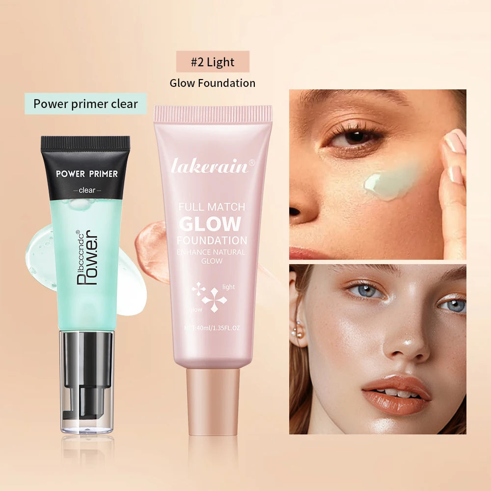 Power Primer and Glow Foundation Makeup Set Hydrating Face Cosmetics - 10