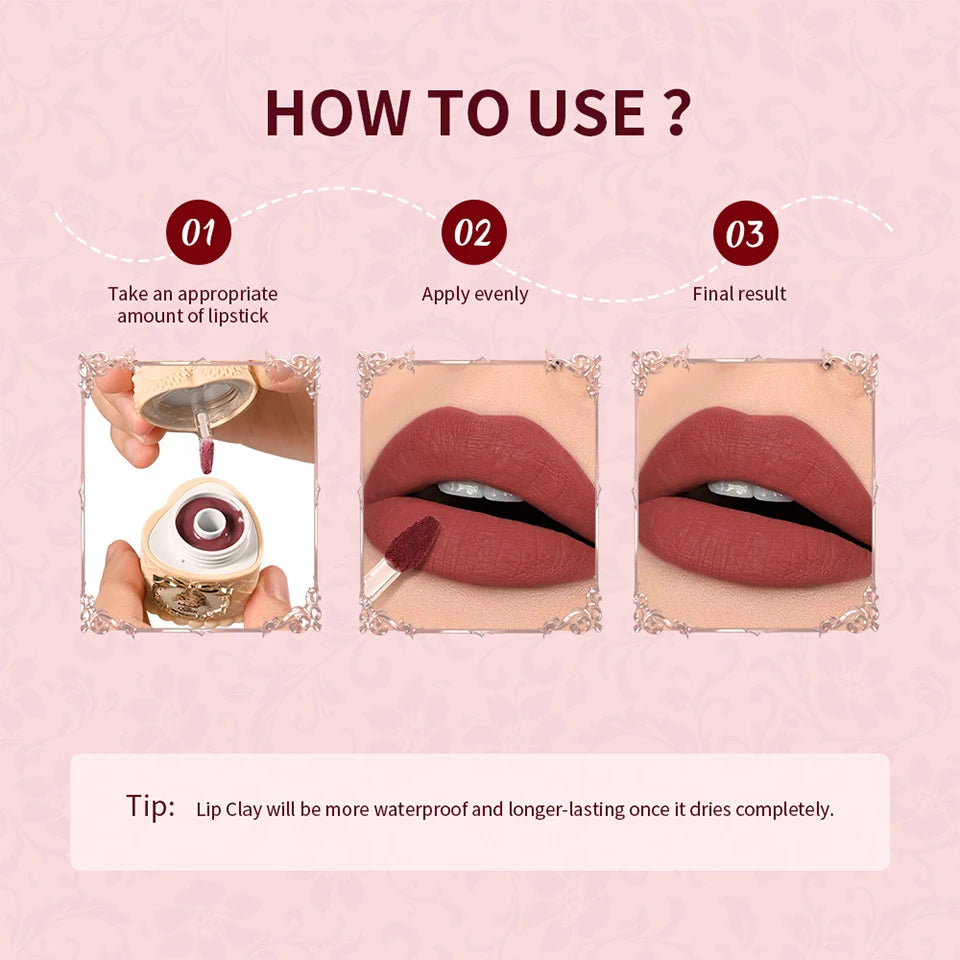 Strawberry Lip Mud Matte Velvet Lipstick Long Lasting Lip Cream - 14
