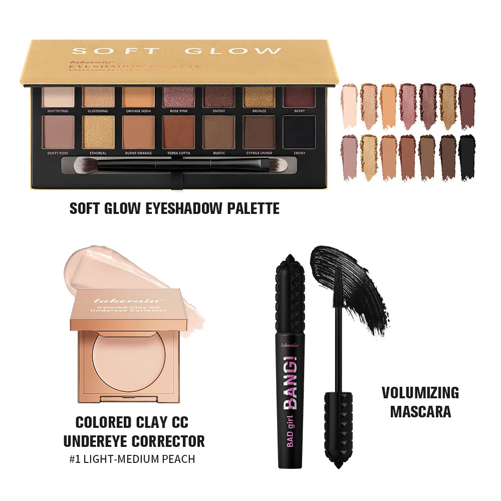 3 Piece Eye Makeup Set CC Corrector Eyeshadow Palette and Mascara
