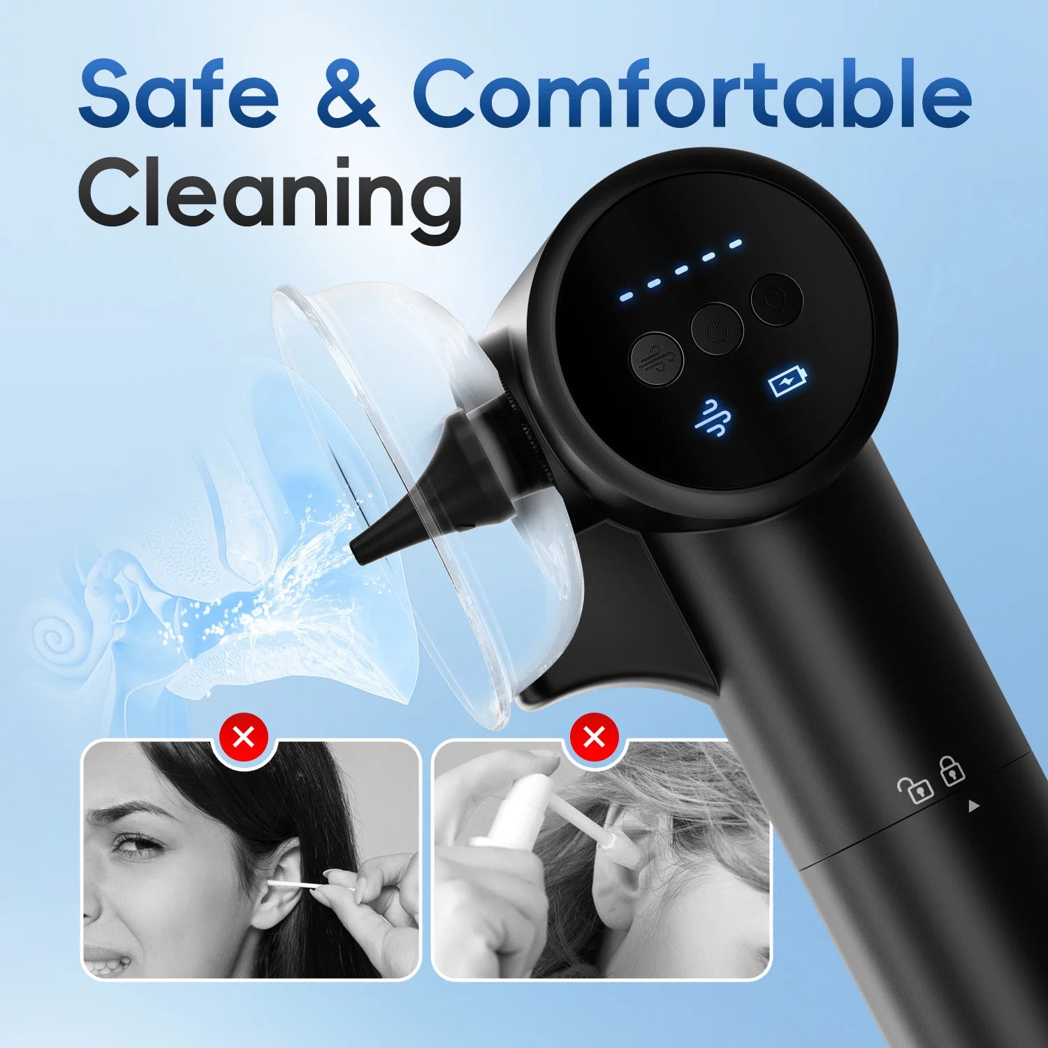 Electric Ear Wax Removal Kit and Ear Irrigation Cleaner Tool - 11