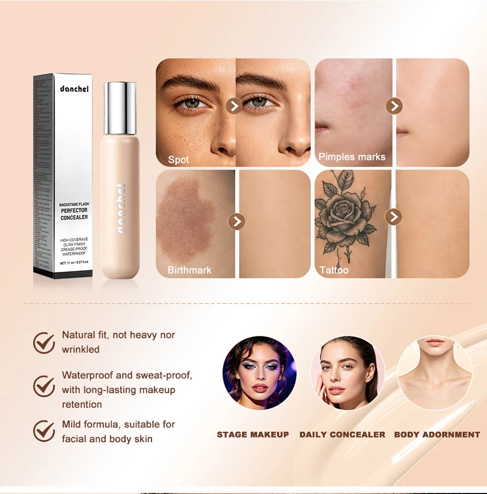 Full Coverage Liquid Concealer Waterproof Under Eye Blemish Corrector