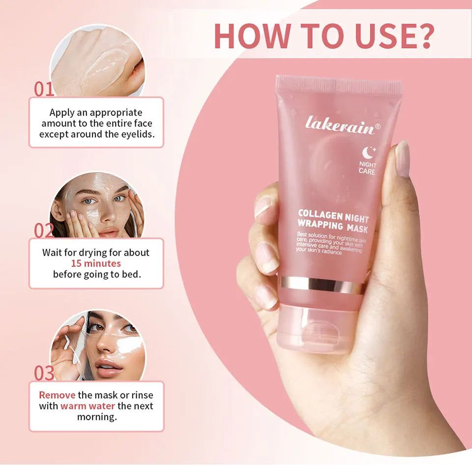 Collagen Overnight Peel Off Mask Korean Night Wrapping Face Treatment - 16