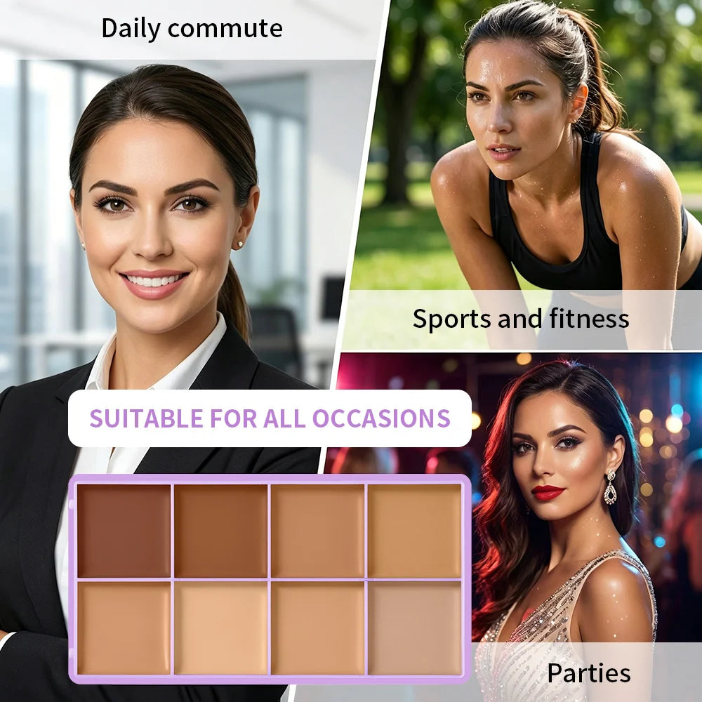8 Shade Cream Concealer Palette Face Contour and Makeup Corrector - 12