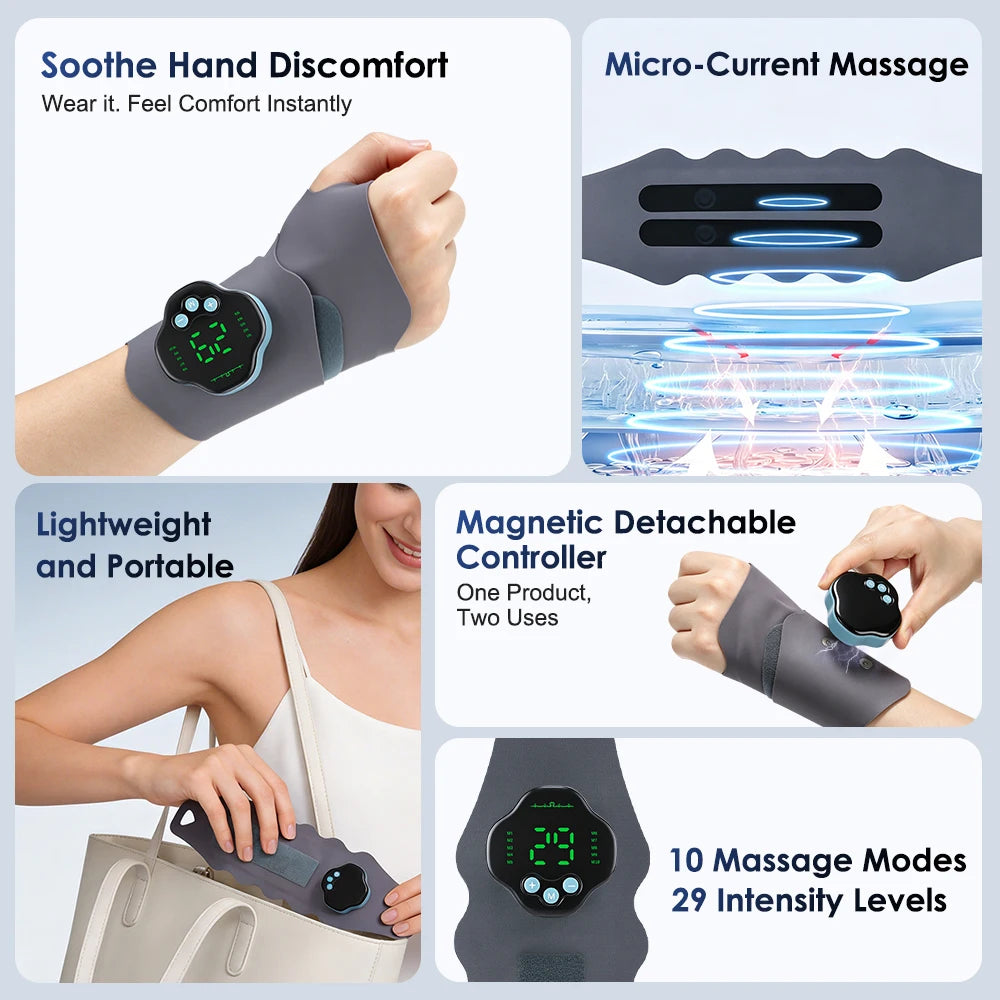 EMS Wrist Massager Electric Wrist Brace Hand Recovery Wrap - 12