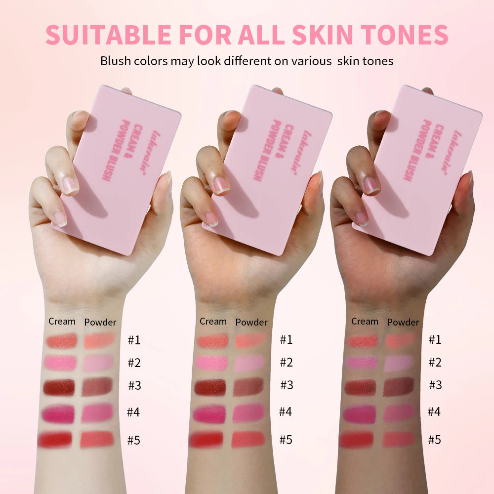 2 in 1 Cream and Powder Blush Face Blusher Makeup Palette - 6