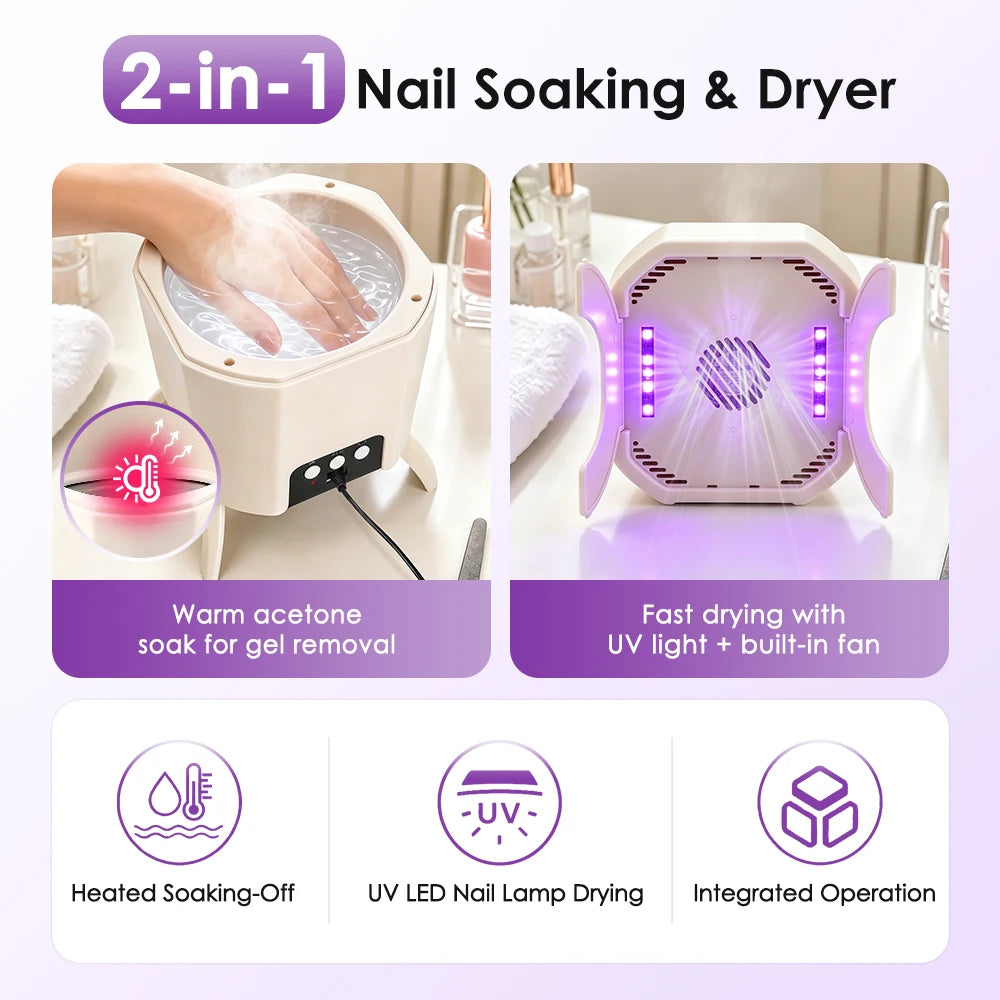 2 in 1 Nail Dryer and Electric Gel Polish Remover Manicure Bowl