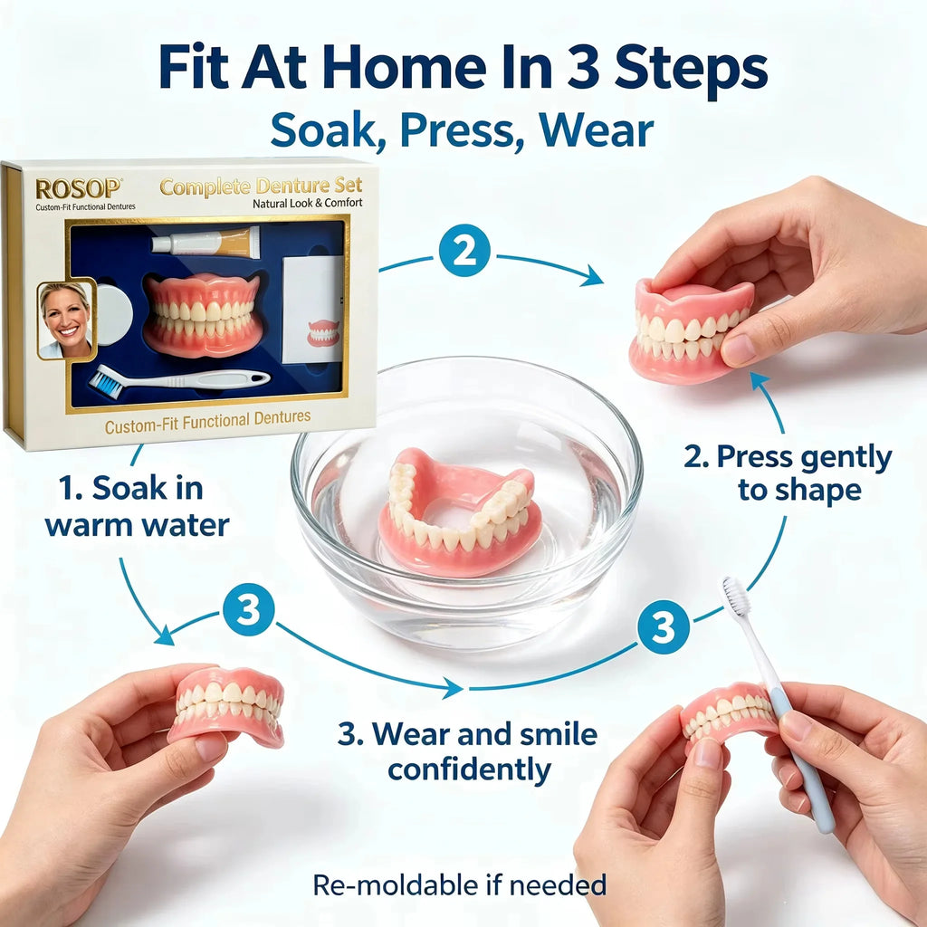 Cosmetic Smile Veneers Silicone Snap On False Teeth Upper and Lower Set