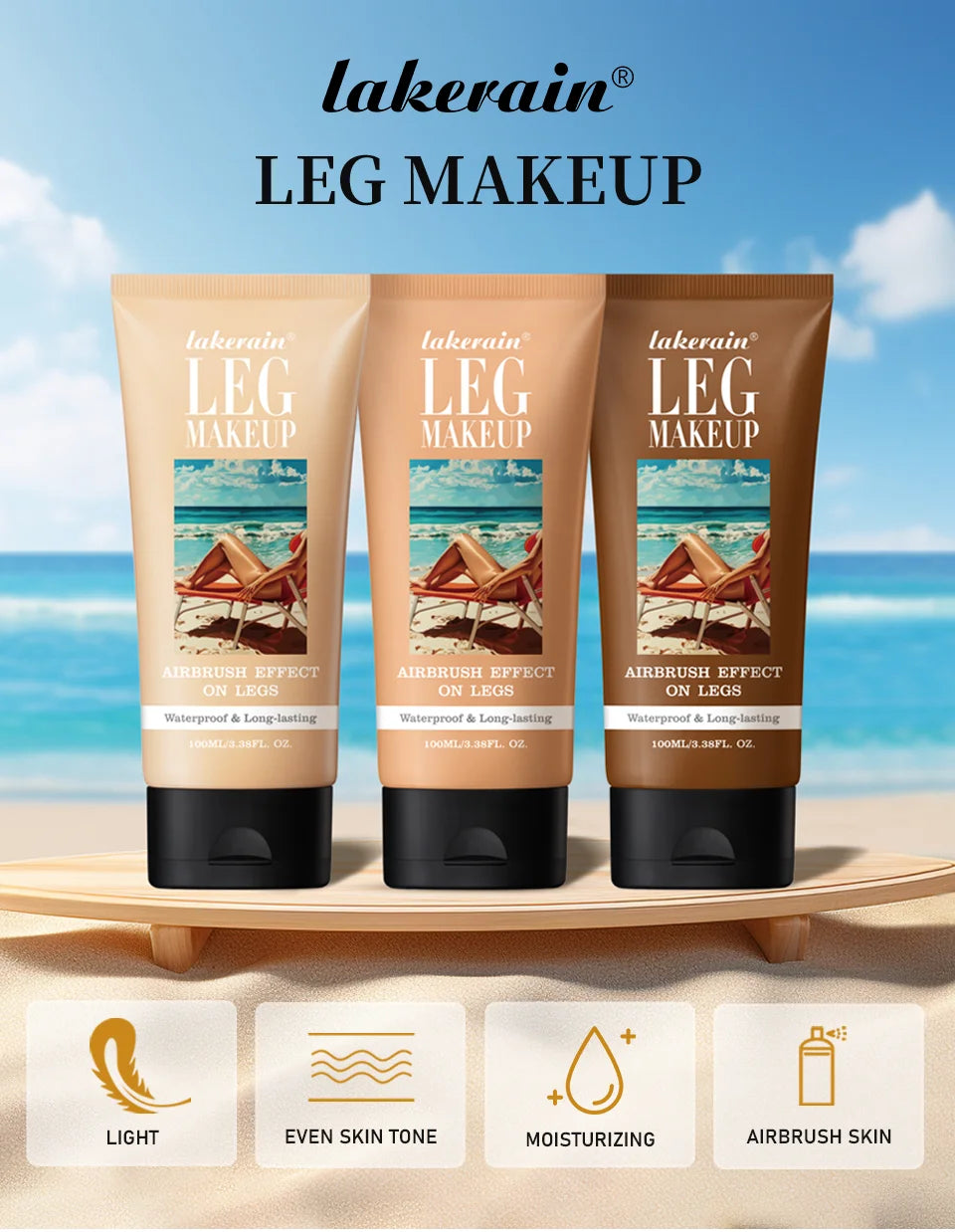 Waterproof Leg Makeup Lotion Body Foundation Airbrush Effect Cream - 7