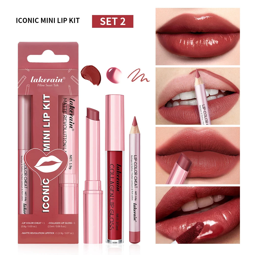Matte Lipstick and Lip Liner Makeup Set Long Lasting Lip Cosmetic Kit - 23