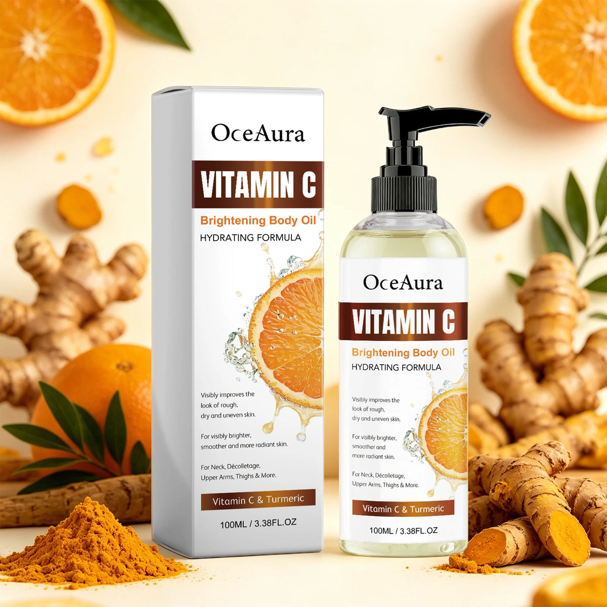 Turmeric Vitamin C Body Oil Brightening Glow Moisturizing Skin Serum
