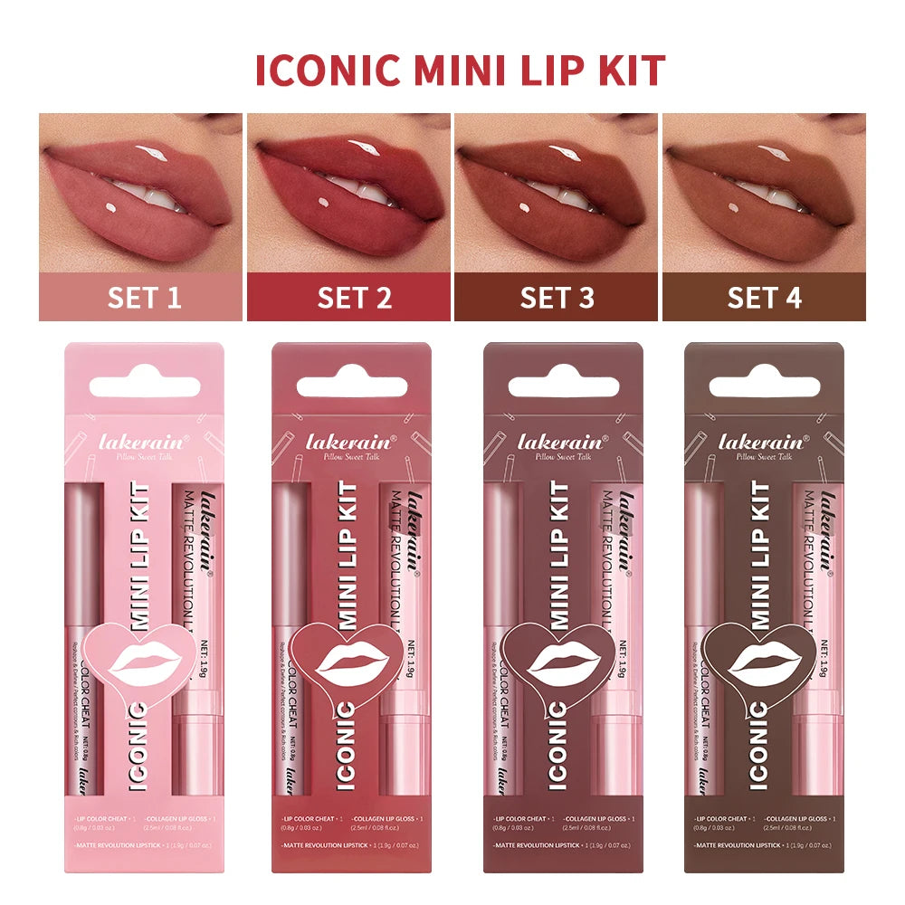 Matte Lipstick and Lip Liner Makeup Set Long Lasting Lip Cosmetic Kit