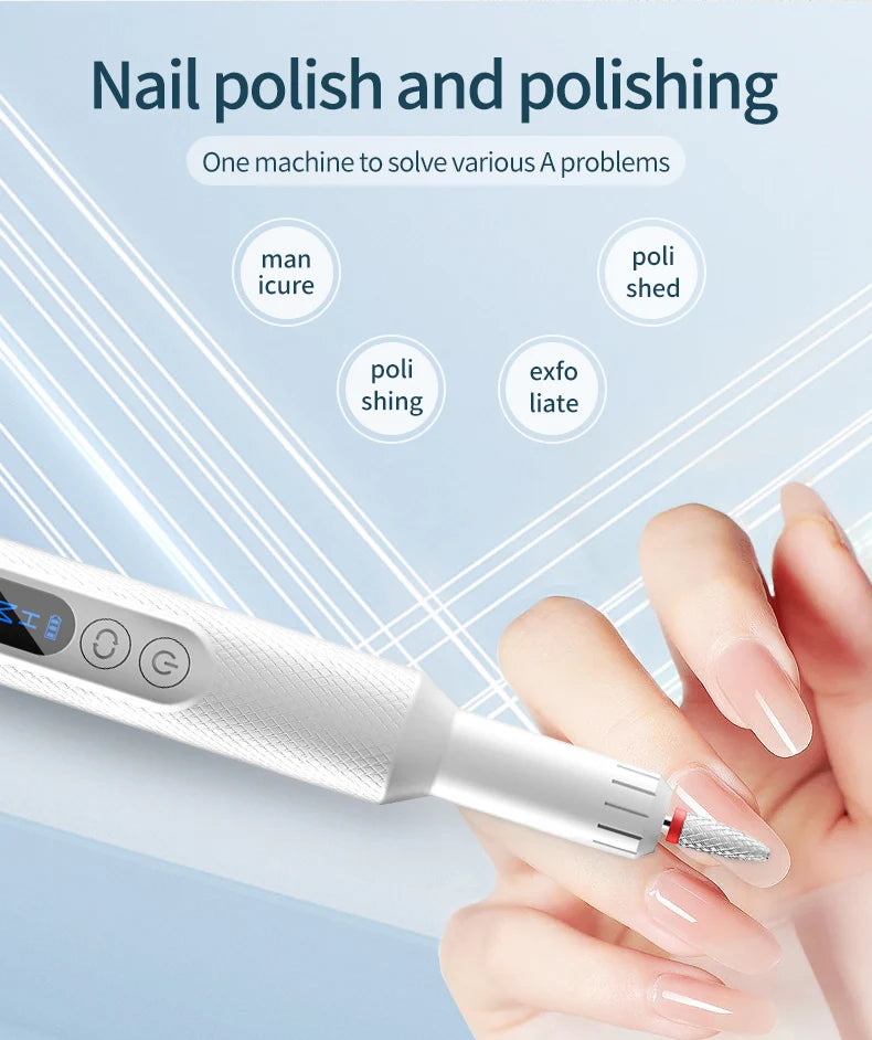 Cordless Nail Drill Electric Nail File Machine for Manicure Pedicure