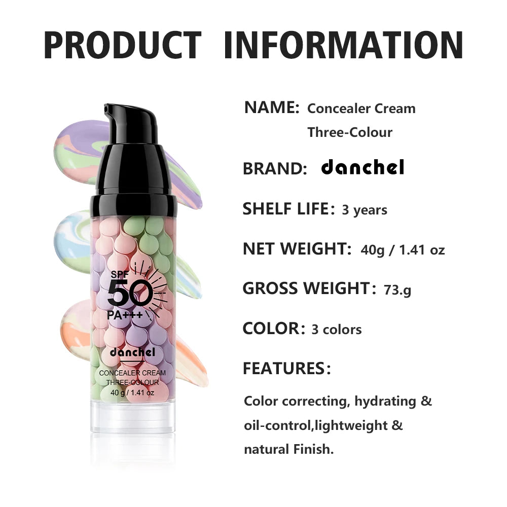3 Color Correcting Concealer Primer SPF50 Face Makeup Base