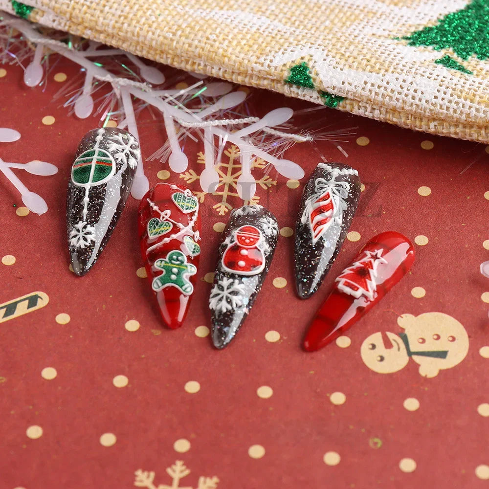 5D Christmas Nail Stickers Winter Snowflake Santa Claus Nail Decals