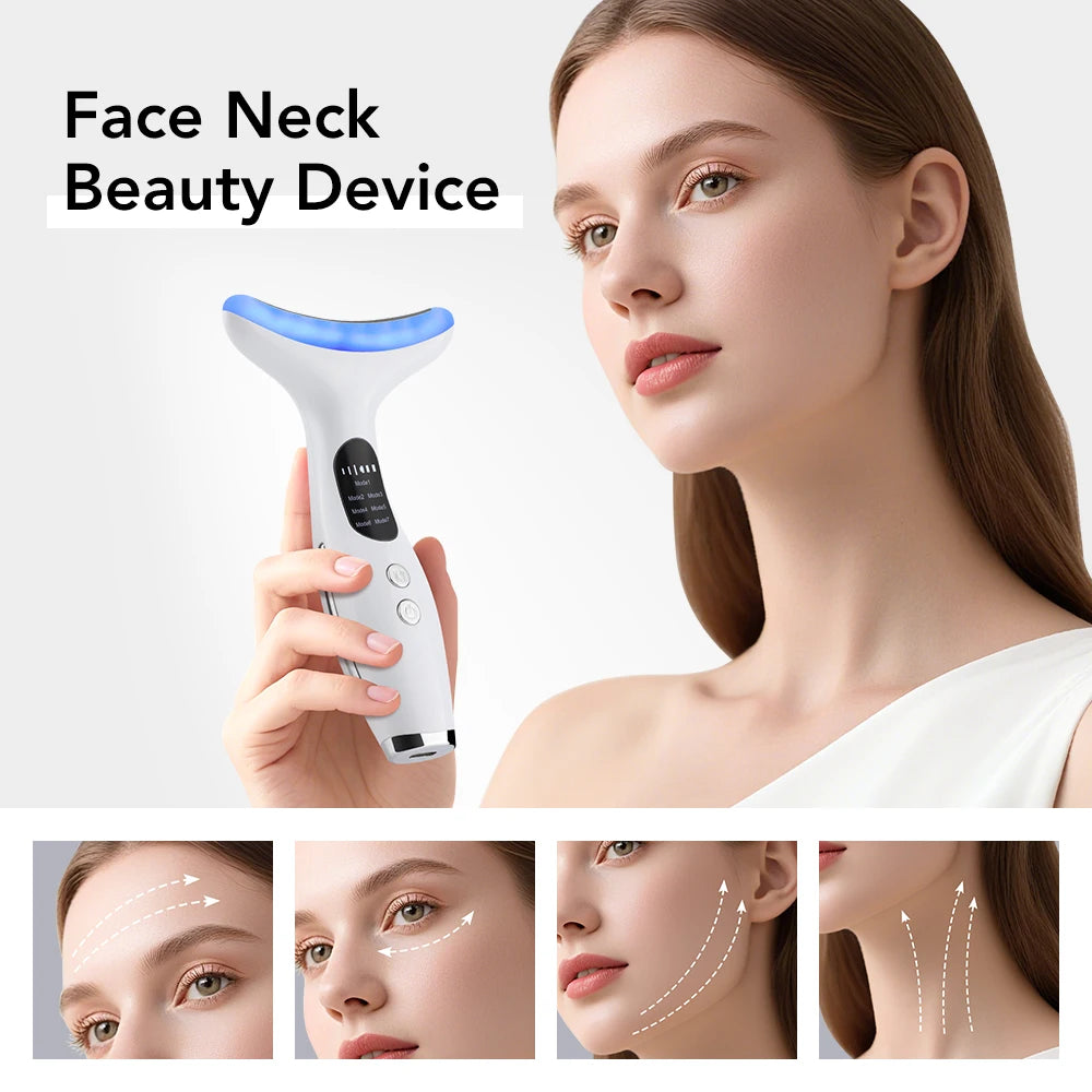 LED Neck Beauty Device EMS Facial Lifting and Skin Tightening Massager