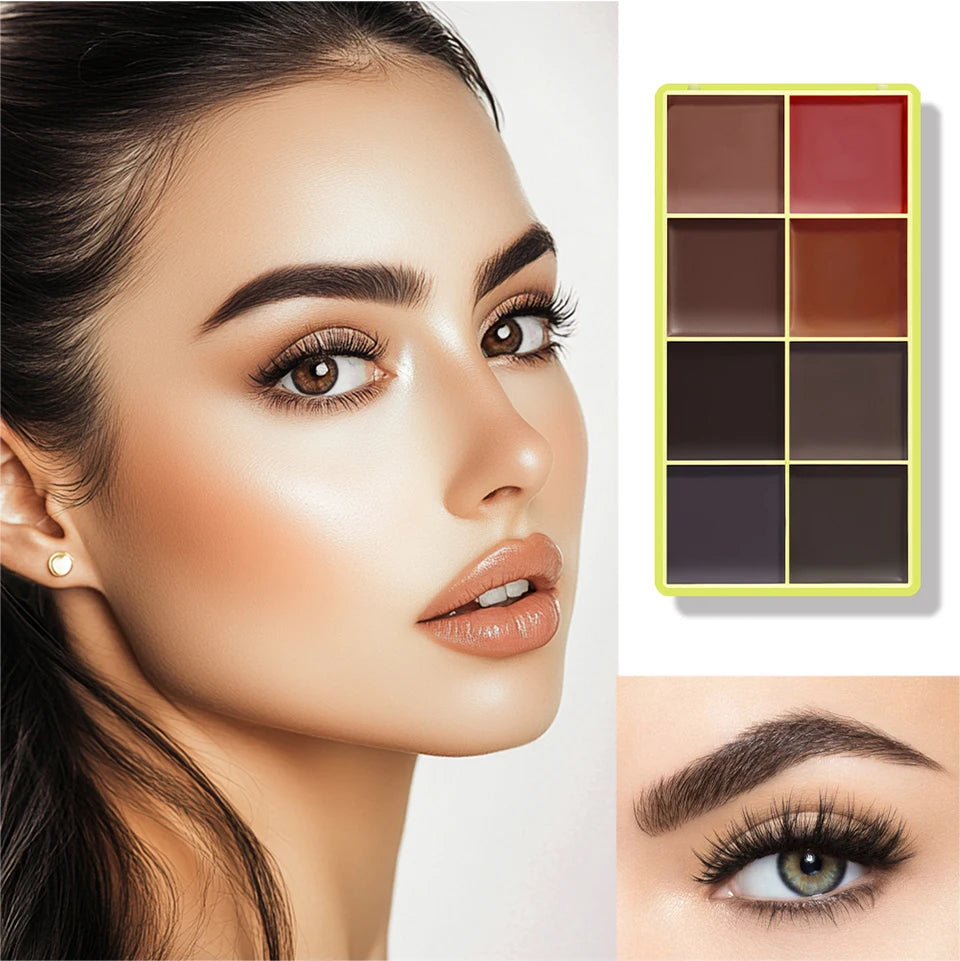 8 Color Cream Blush Palette Face Contour and Highlighter Makeup Set - 21
