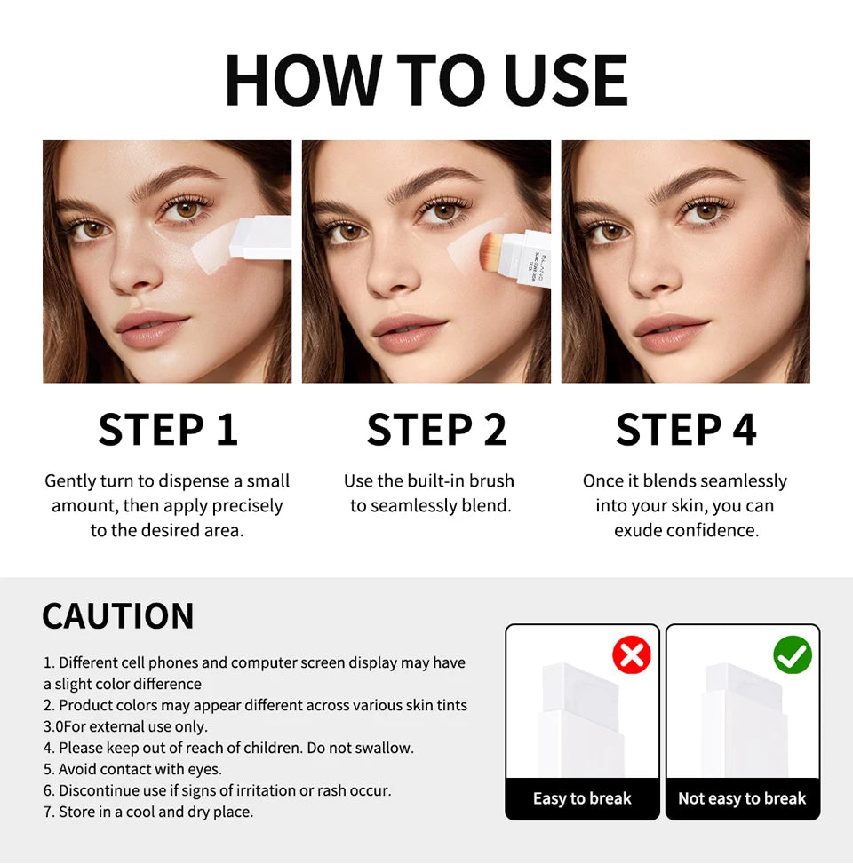Cream Foundation Stick with Built-in Brush Makeup Base