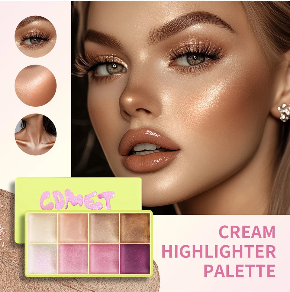 Cream Highlighter Palette and Face Bronzer Makeup Set