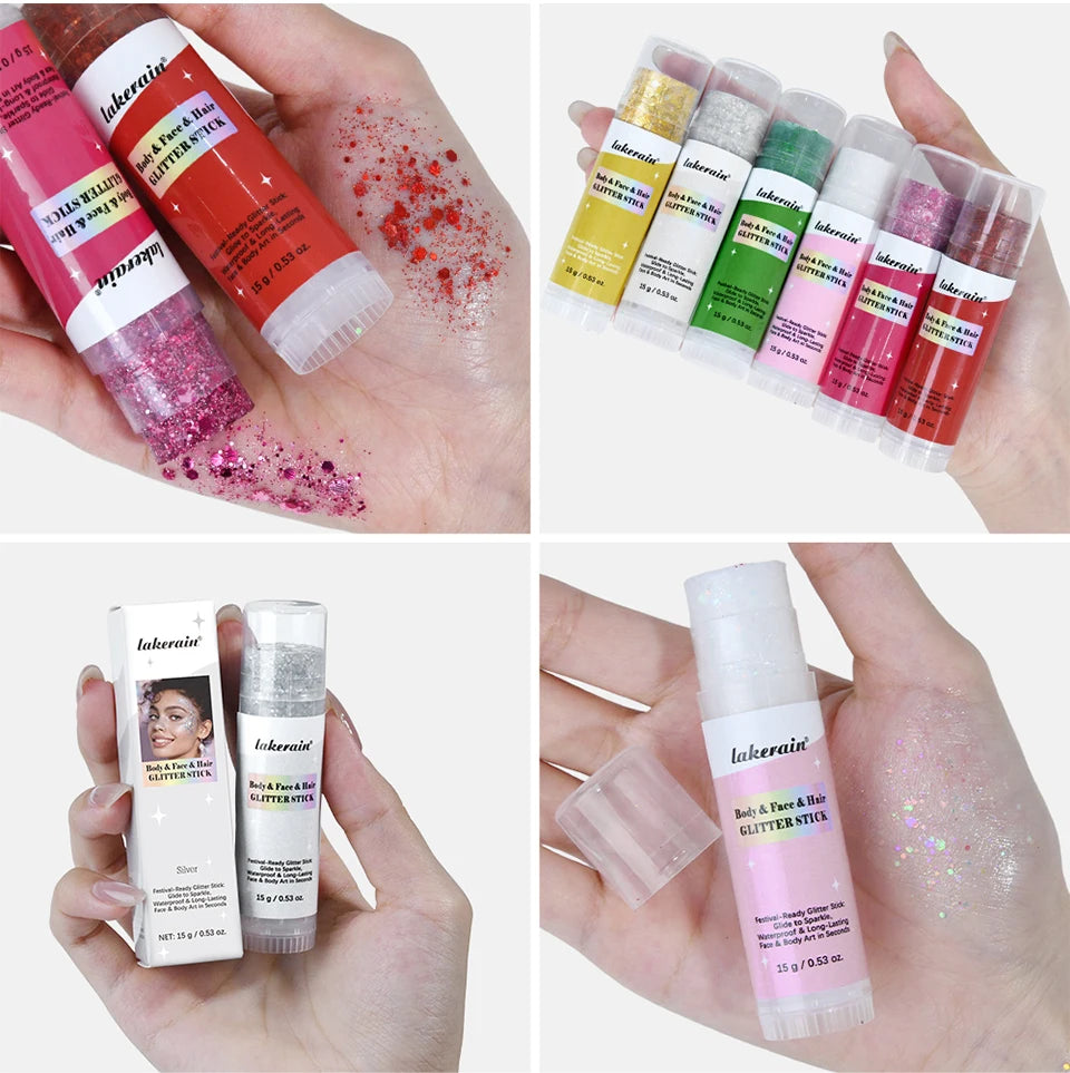 Body Glitter Stick Shimmer Highlighter Balm for Face and Hair