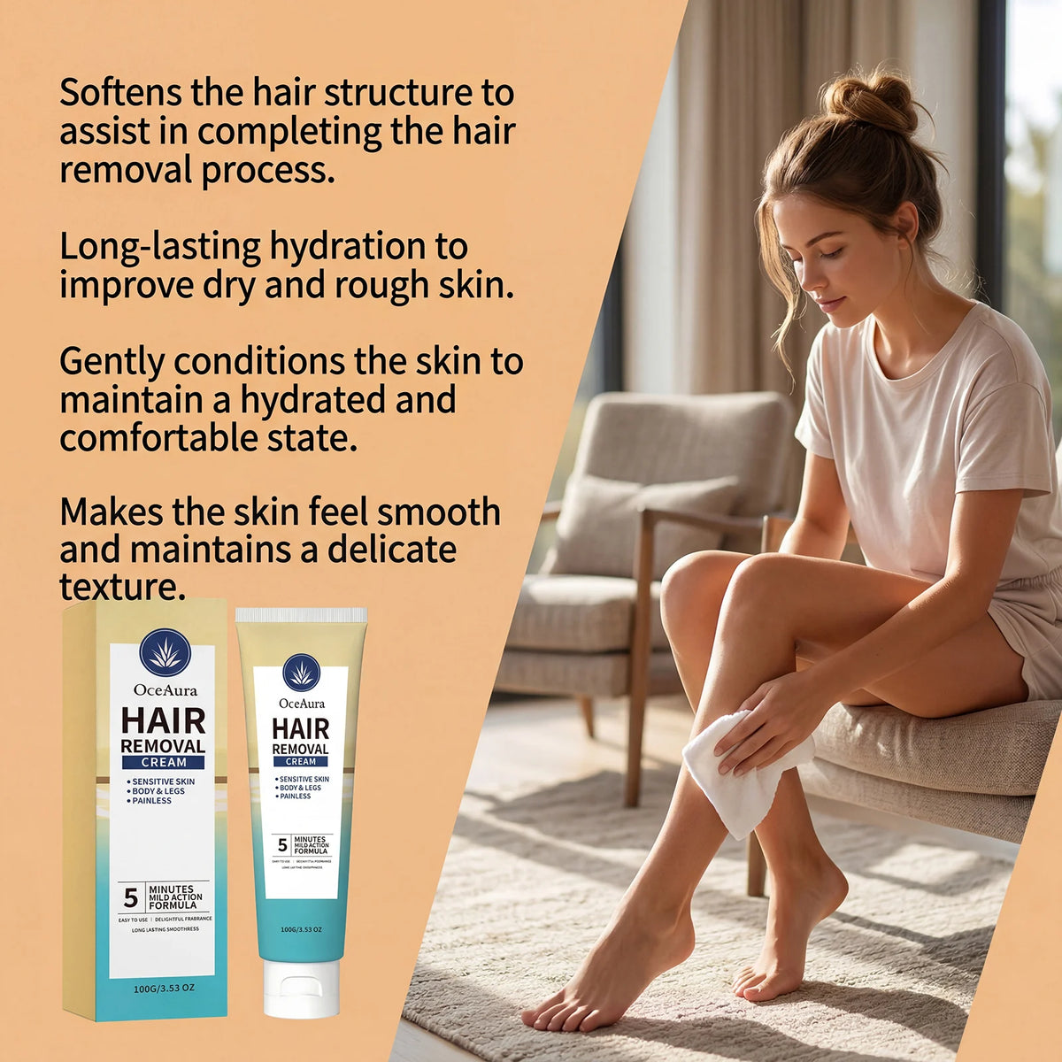 Hair Removal Cream Painless Depilatory Lotion for Smooth Skin