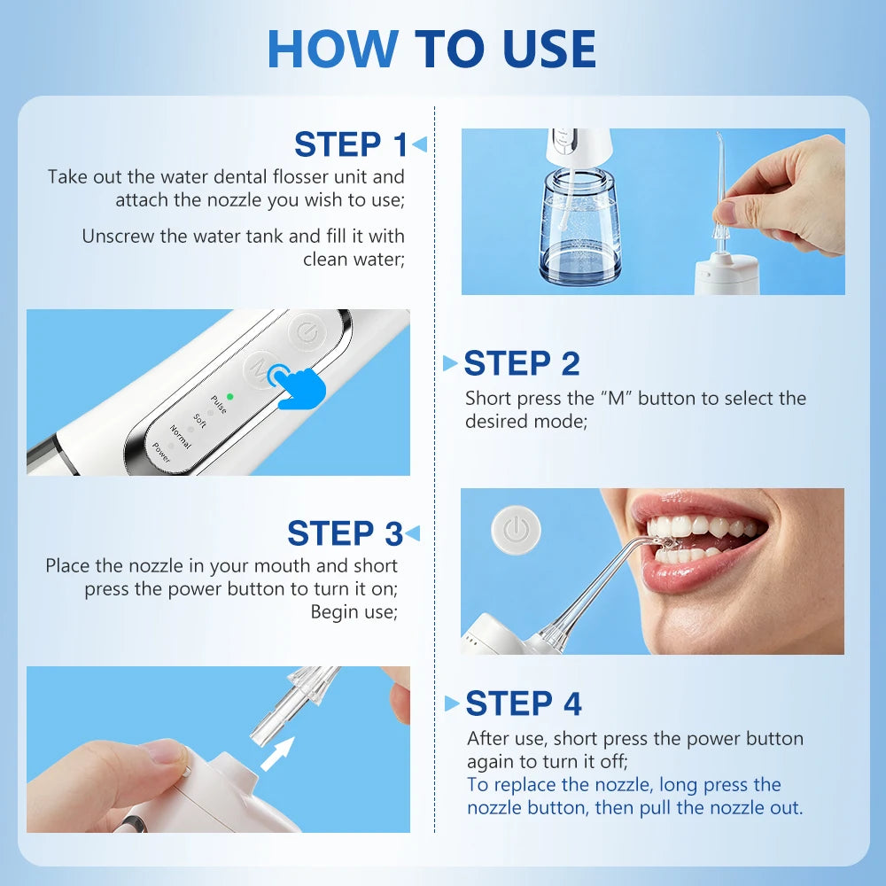 Water Dental Flosser Cordless Oral Irrigator for Teeth Cleaning