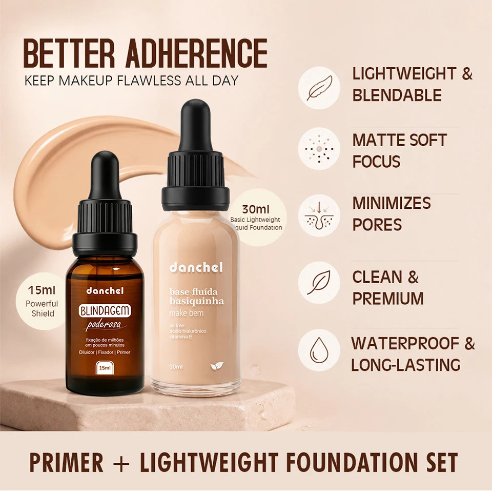 Liquid Foundation and Primer Set Long Lasting Makeup Base
