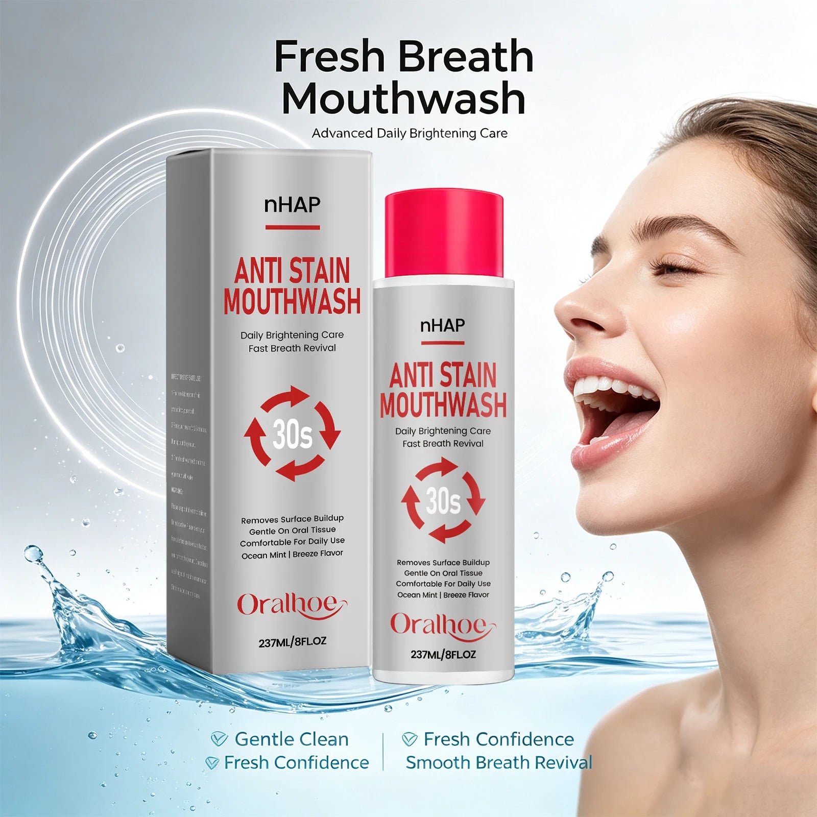 Anti Stain Mouthwash Alcohol Free Teeth Whitening Rinse - 6