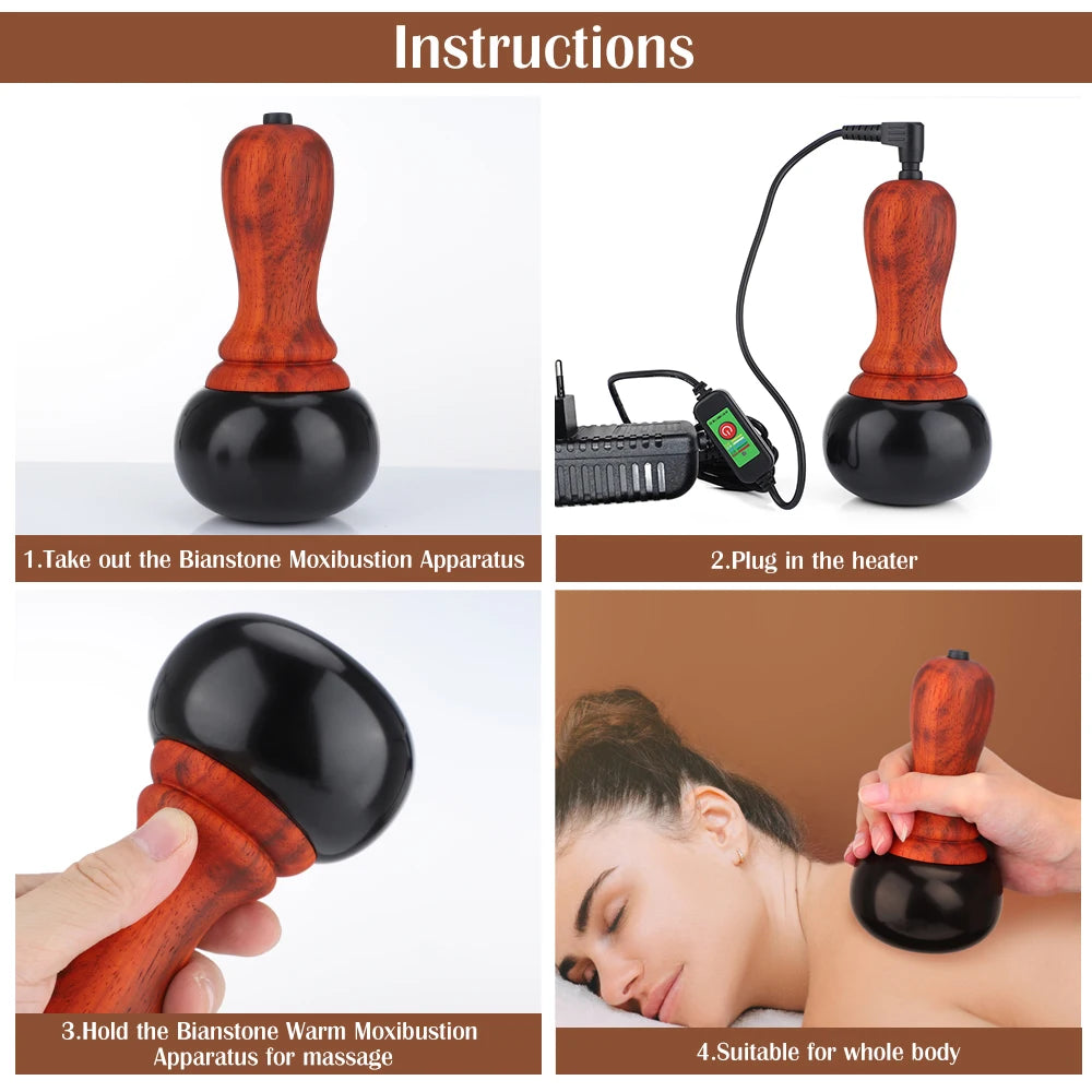 Electric Bianstone Gua Sha Massager Heated Scraping Tool