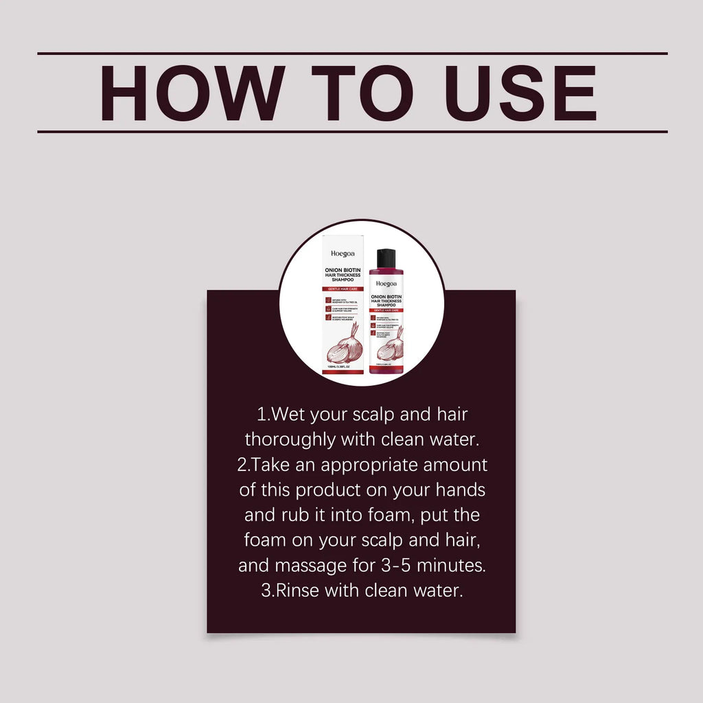 Onion Biotin Shampoo Hair Thickening Wash for Volume and Scalp Care