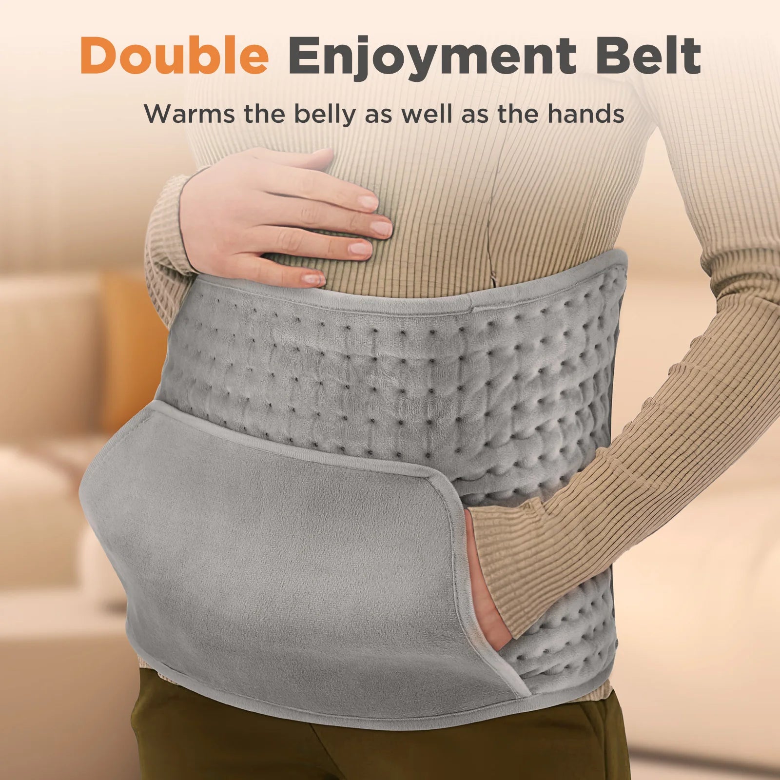 Electric Heating Pad with Hand Pockets Waist Heated Wrap - 9