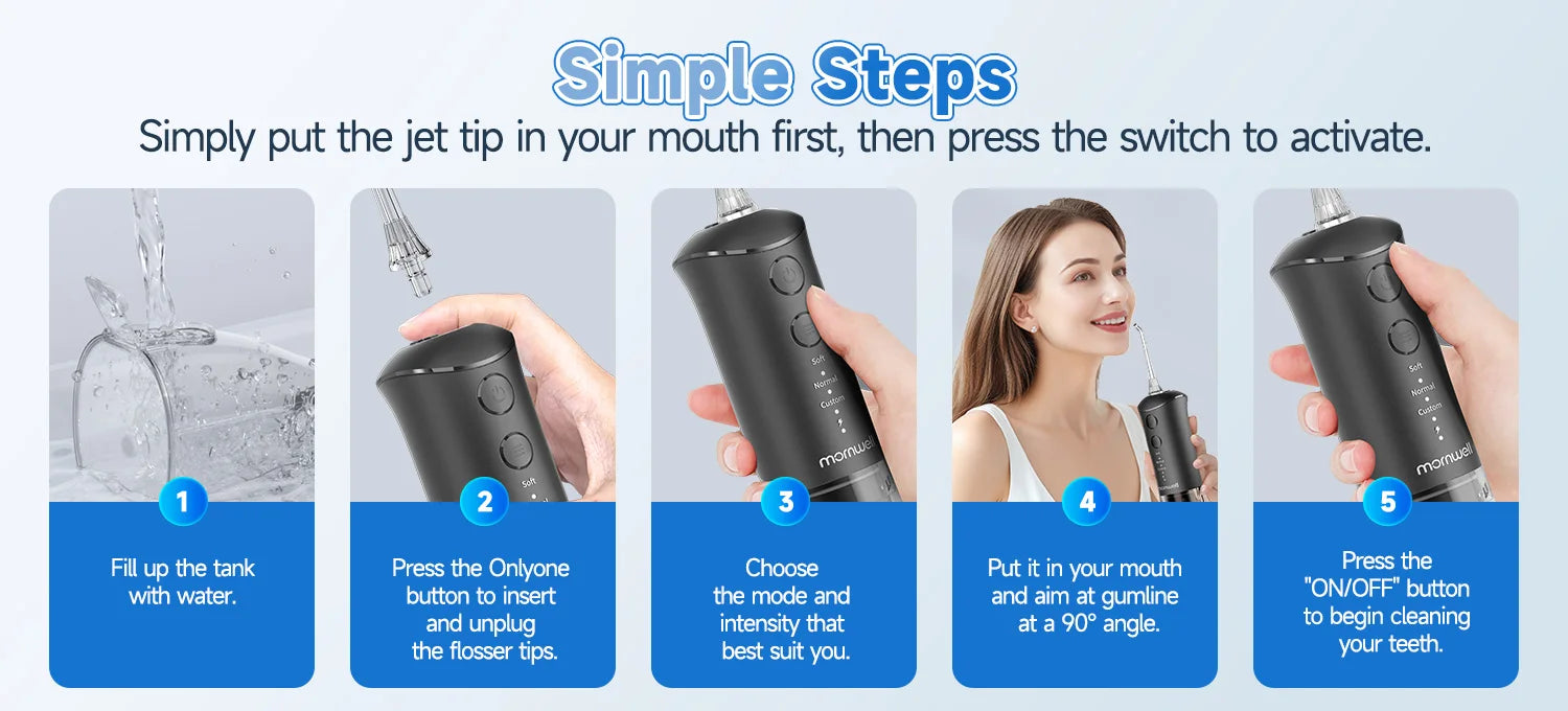 Portable Water Flosser Oral Irrigator Rechargeable Teeth Cleaner - 10