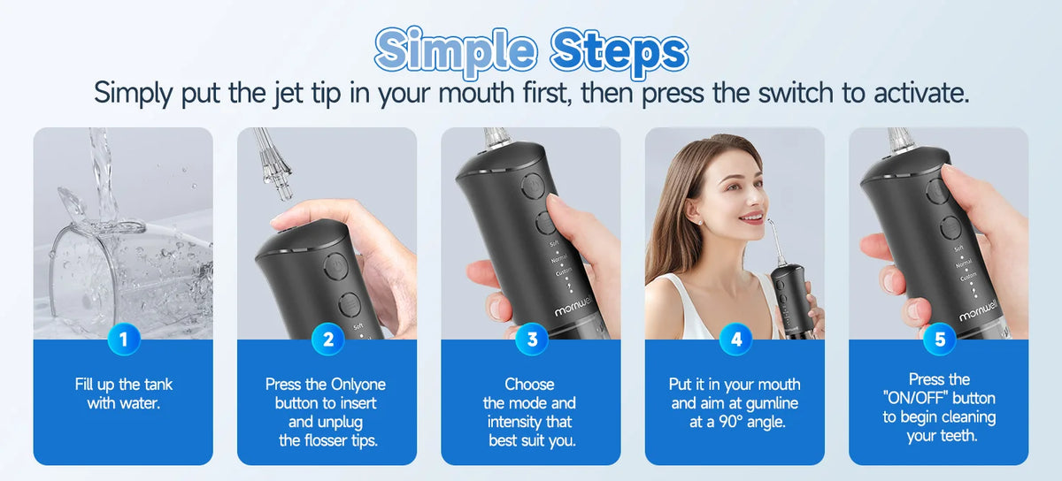 Portable Water Flosser Oral Irrigator Rechargeable Teeth Cleaner