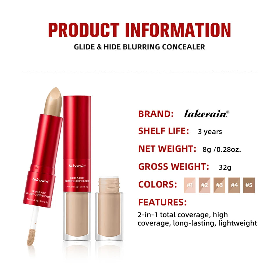 2 in 1 Blurring Concealer and Full Coverage Foundation Makeup