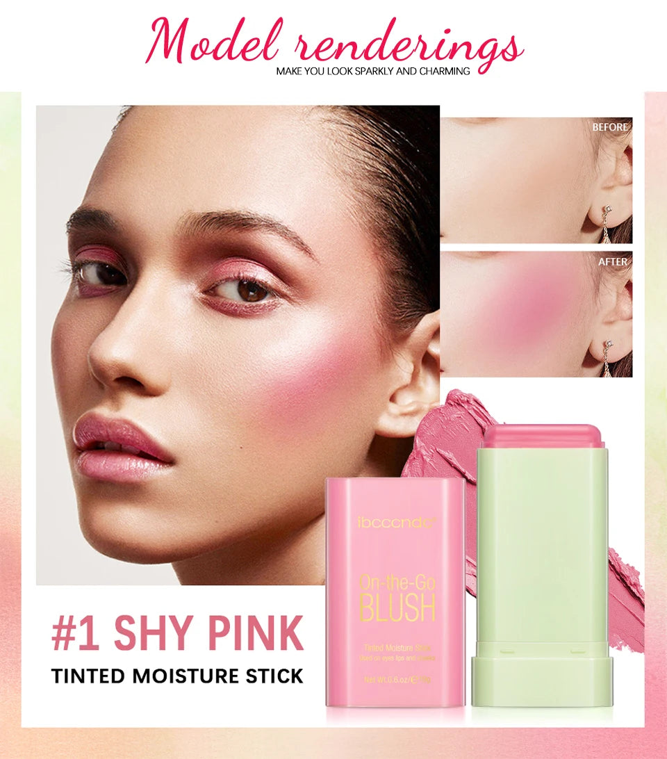 Tinted Blush Stick Moisturizing Cream Blusher for Cheeks and Lips - 10