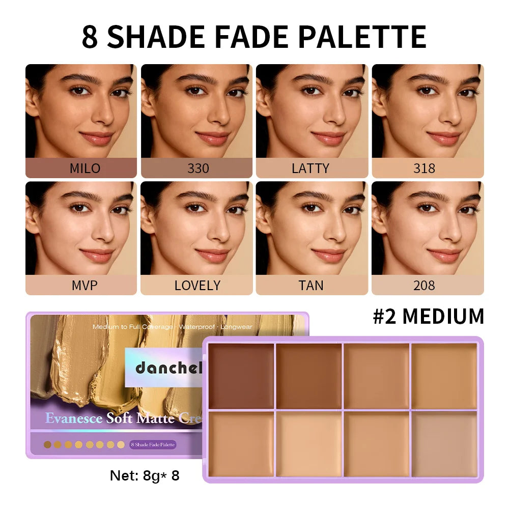 8 Shade Cream Concealer Palette Face Contour and Makeup Corrector - 18