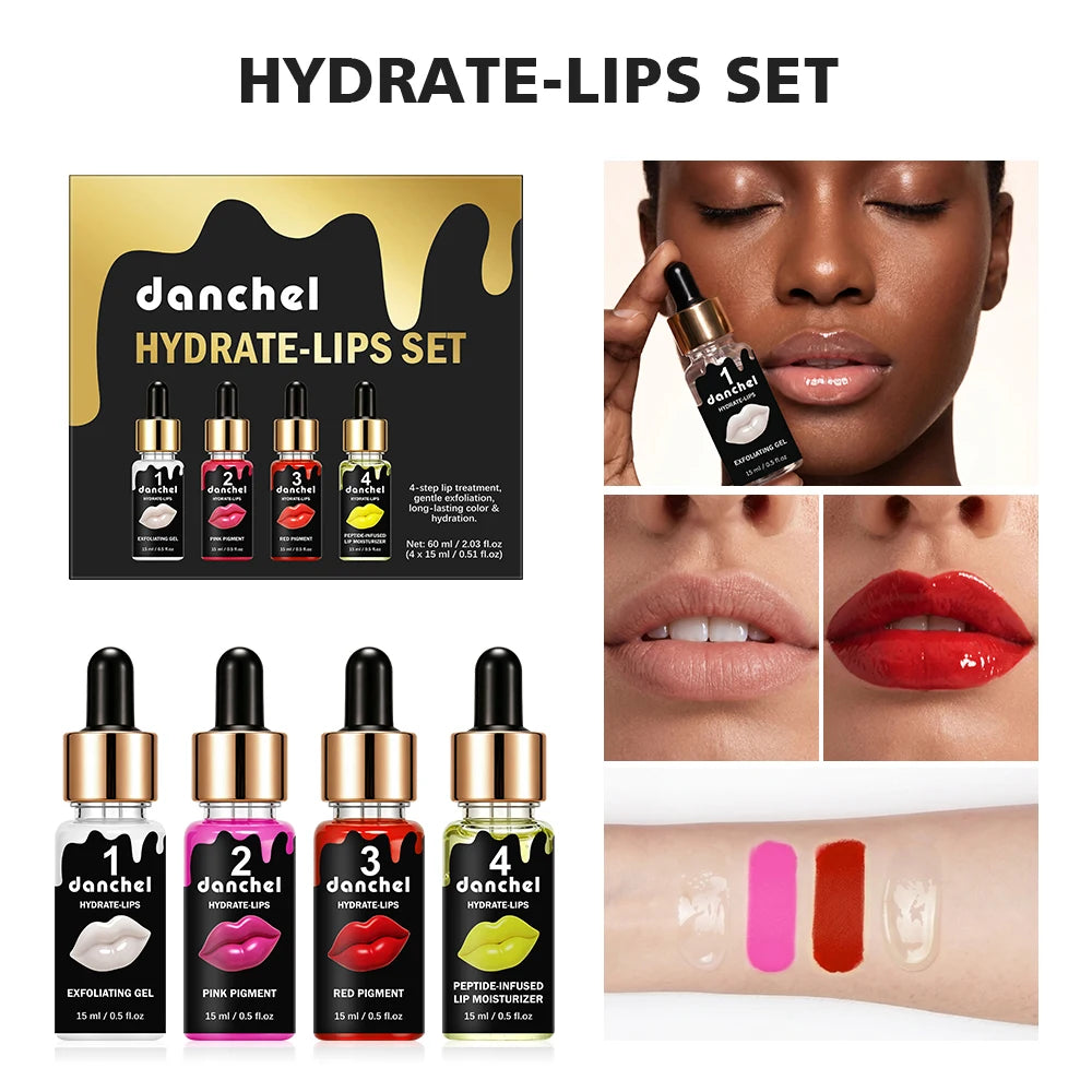 4 Piece Hydrate Lips Care Set Lip Treatment and Tinted Gloss Combo