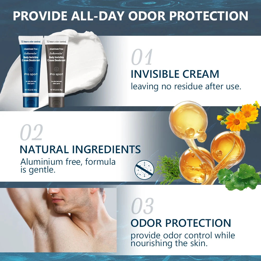 Body Invisible Cream Deodorant 72H Odor Protection Antiperspirant - 4