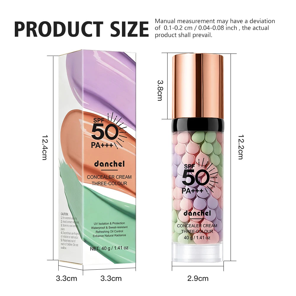 3 Color Correcting Concealer Primer SPF50 Face Makeup Base