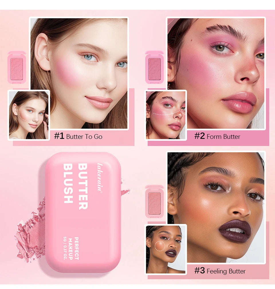 Butter Blush Palette Long Lasting Cream Cheek Makeup - 12