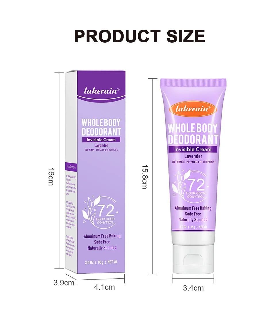 Body Deodorant Cream 72 Hour Long Lasting Antiperspirant Odor Control - 14