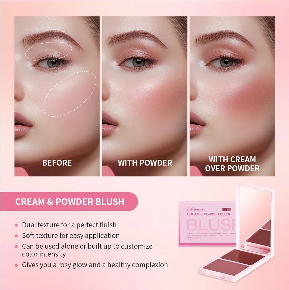 2 in 1 Cream and Powder Blush Face Blusher Makeup Palette