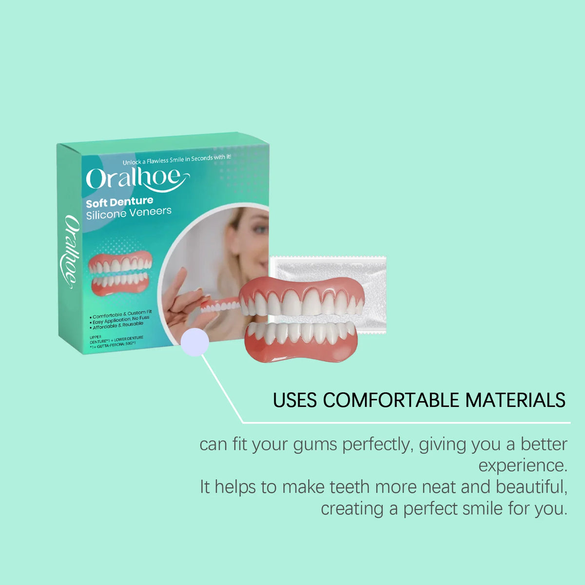 Silicone Dentures False Teeth Set Temporary Dental Repair Kit