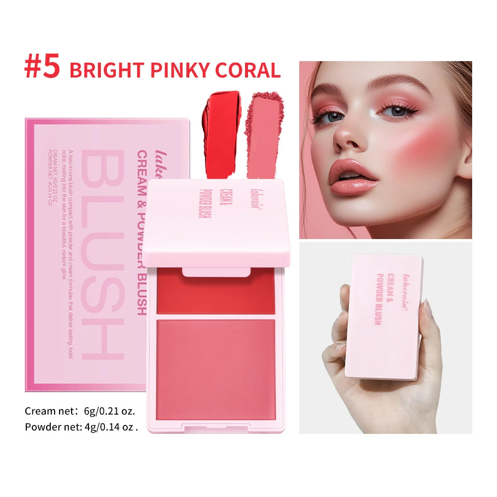 2 in 1 Cream and Powder Blush Face Blusher Makeup Palette - 23