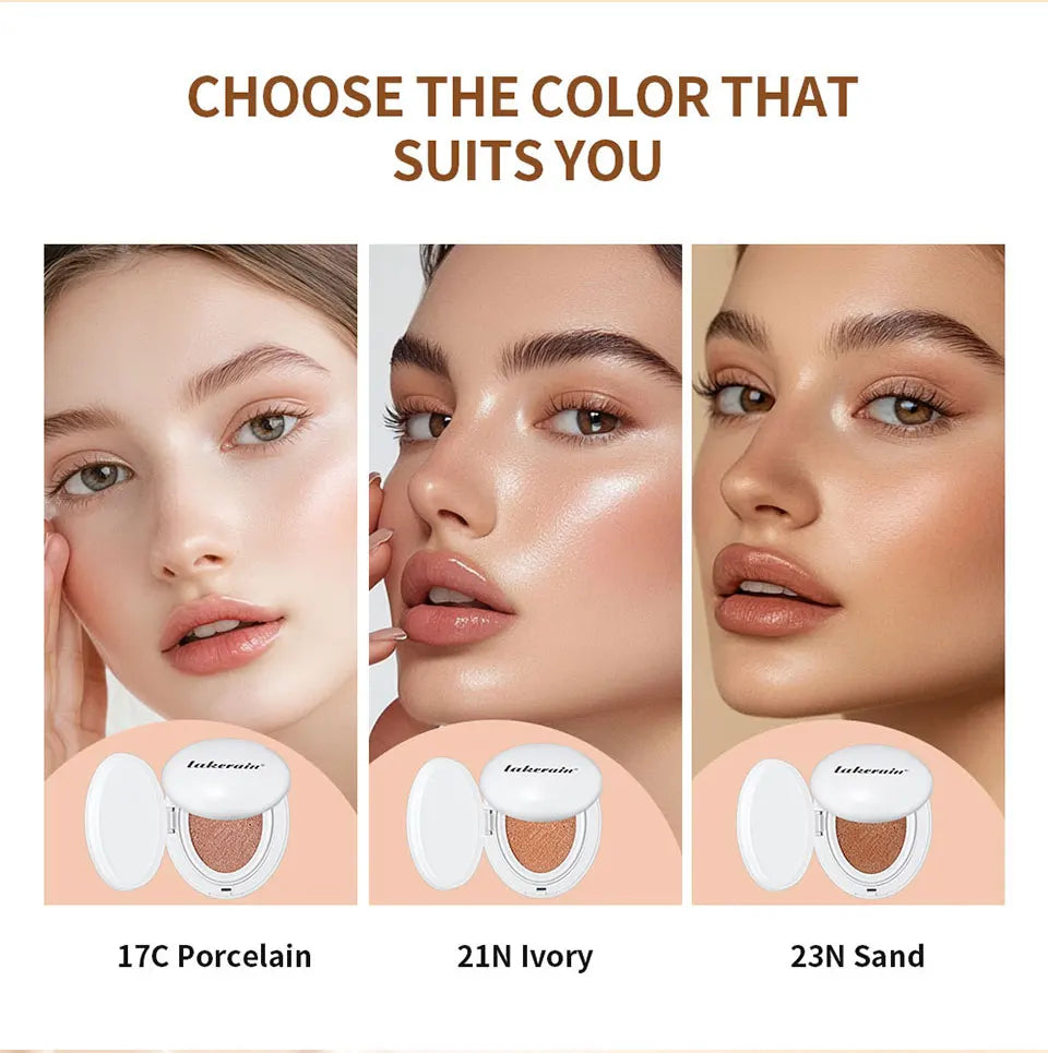 Glow Cream Cushion Foundation Dewy Luminous Face Makeup - 12