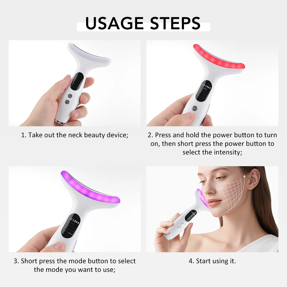 LED Neck Beauty Device EMS Facial Lifting and Skin Tightening Massager