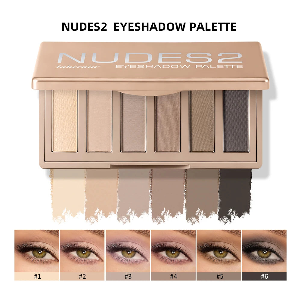 6 Color Eyeshadow Palette and Makeup Brush Set Matte Nude Eye Shadow