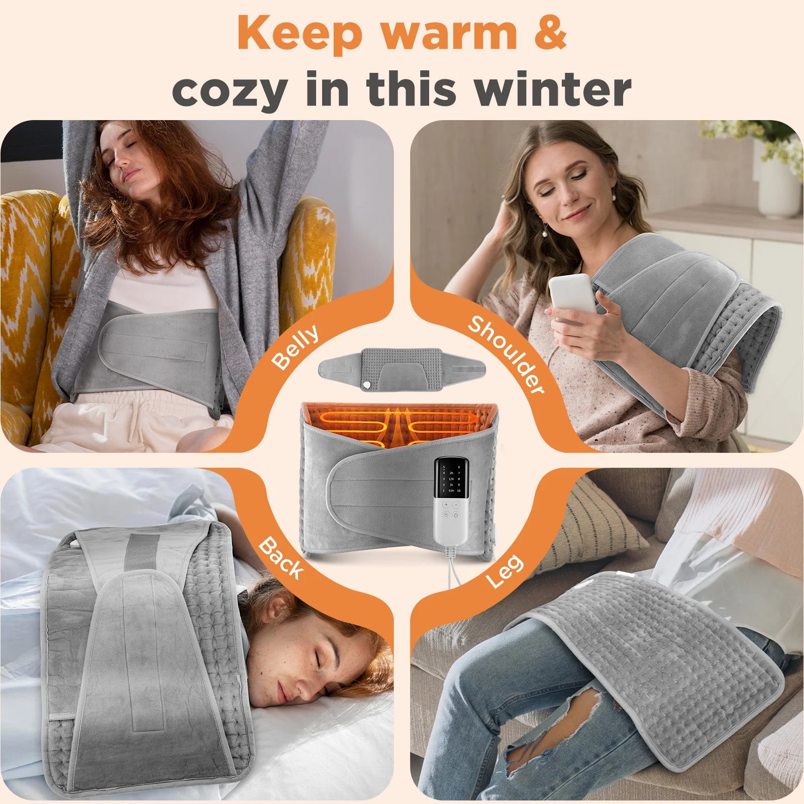 Electric Heating Pad with Hand Pockets Waist Heated Wrap - 11