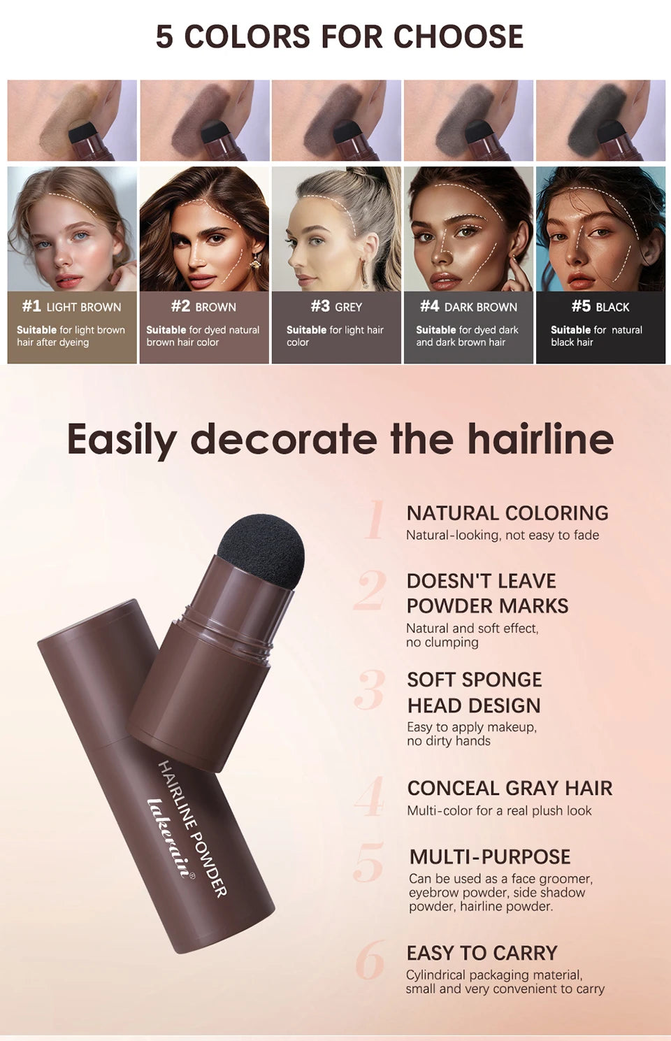 Hairline Powder Shadow Stick Root Cover Up and Eyebrow Filler - 9