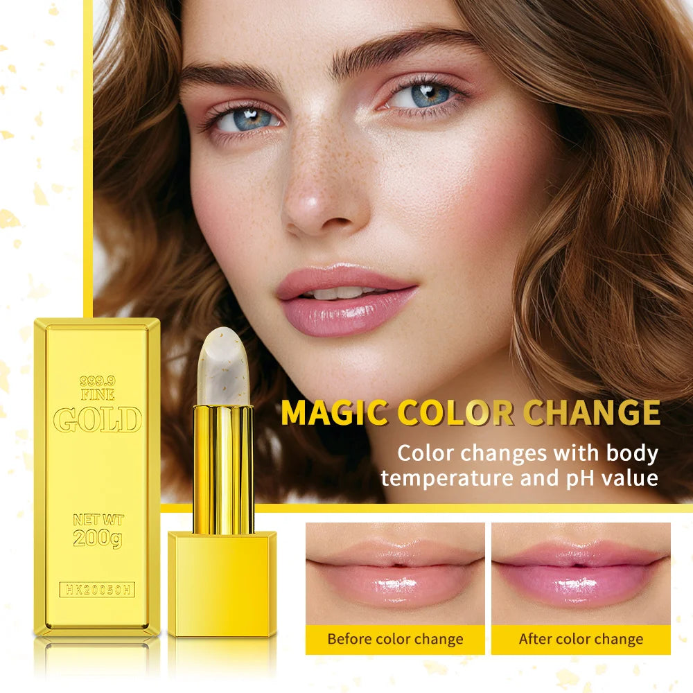 24K Gold Color Changing Lipstick Moisturizing Lip Blush Balm